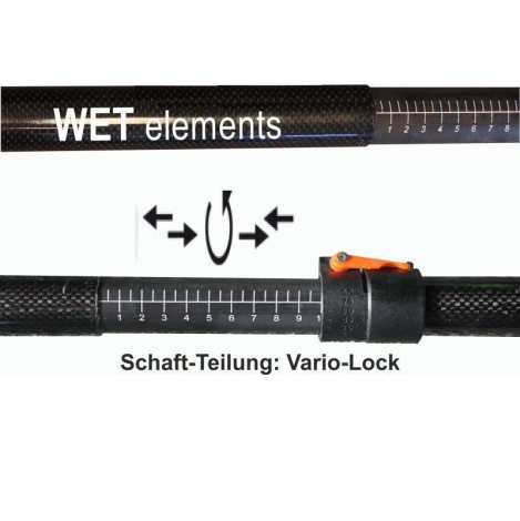WET-Elements Tourenpaddel Extasy black verstellbar von 220-235 cm mit VarioLock-Teilung